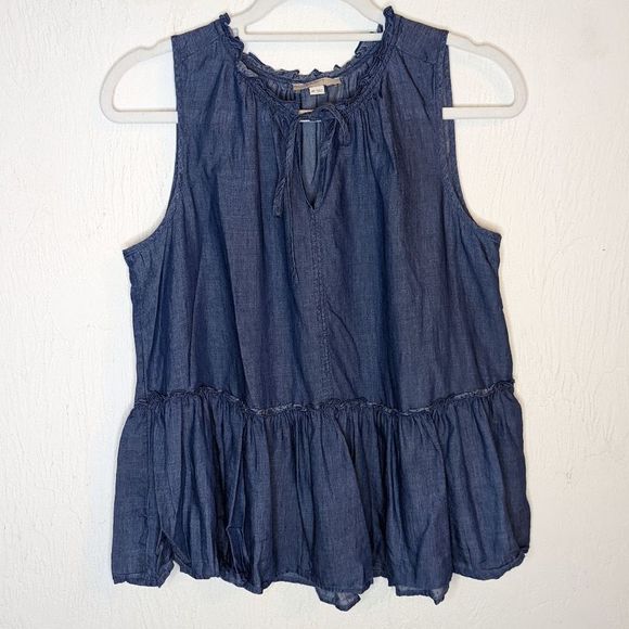 LOFT Tops - LOFT Chambray Peplum Tank Top Size MP